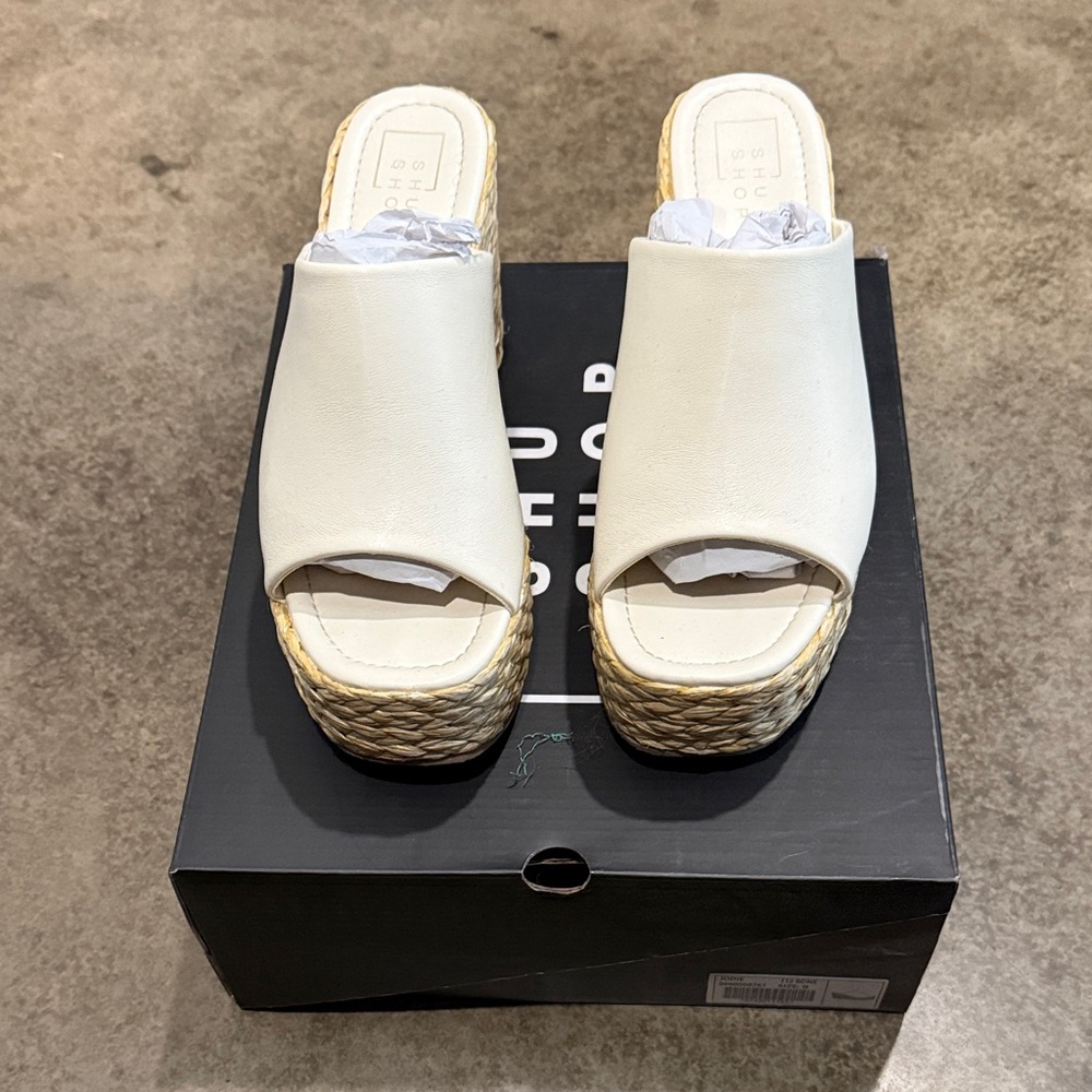 ShuShop Cream Wedge Mules